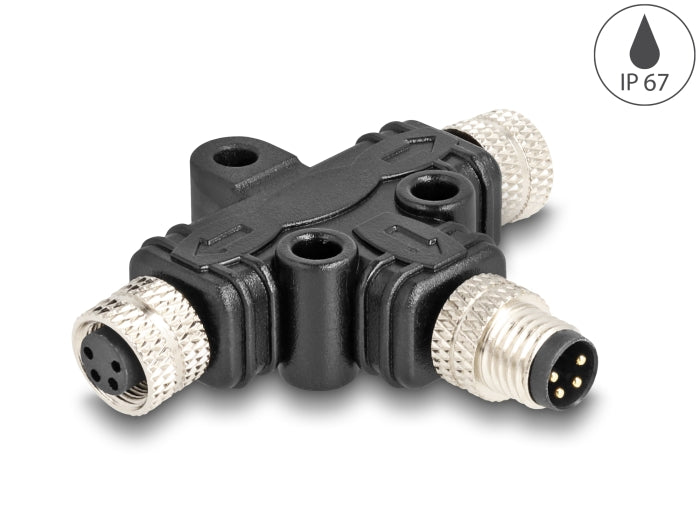 Delock M8 T-Splitter A-kodiert 4 Pin 1 x Stecker zu 2 x Buchse Parallelschaltung