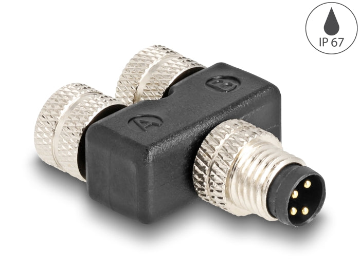 Delock M8 Y-Splitter A-kodiert 4 Pin 1 x Stecker zu 2 x Buchse Parallelschaltung