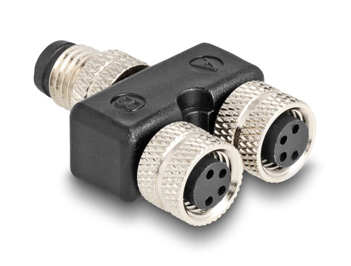Delock M8 Y-Splitter A-kodiert 4 Pin 1 x Stecker zu 2 x Buchse Parallelschaltung