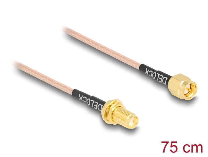 Delock Antennenkabel SMA Stecker zu SMA Buchse zum Einbau RG-316 75 cm