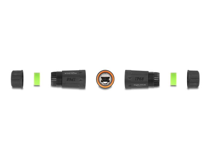 Delock Kabelverbinder RJ45 Buchse zu RJ45 Buchse Cat.6A mit M20 Gewinde und zwei Dichtungen für Slim Kabel IP68 staub- und wasserdicht