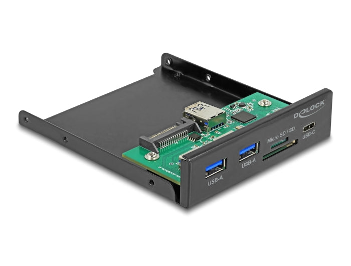 Delock Front Panel 3.5″ USB 5 Gbps 1 x USB Type-C™ + 2 x USB Typ-A + SD und Micro SD Slot