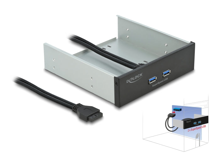Delock Front Panel 5.25″ mit 2 x USB 5 Gbps Typ-A Ports