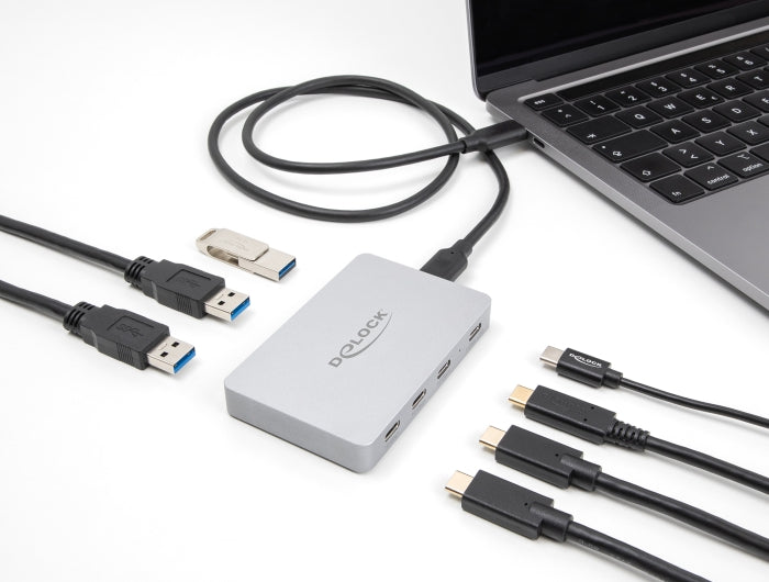 Delock 7 Port USB Hub mit 4 x USB Type-C™ Buchse und 3 x USB Typ-A Buchse mit PD 82 W
