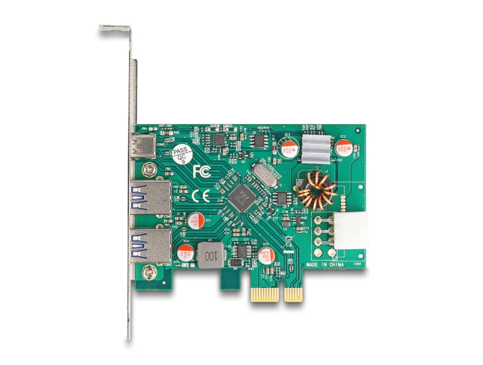 Delock PCI Express x1 Karte zu 1 x extern USB Type-C™ Buchse PD 30 W + 2 x extern USB Typ-A Buchse USB 5 Gbps