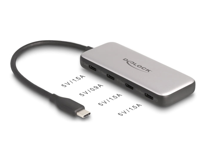 Delock USB 10 Gbps USB Type-C™ Hub mit 4 x USB Type-C™ Buchse und PD 85 Watt
