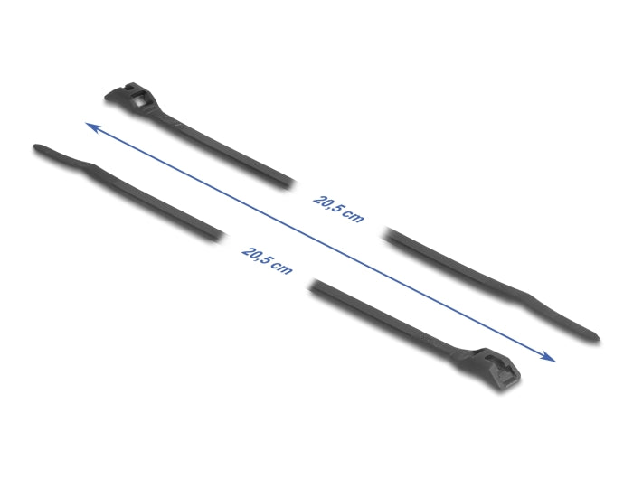 Delock Kabelbinder mit flachem Kopf L 205 x B 2,5 mm 100 Stück schwarz