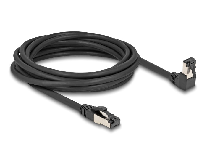 Delock RJ45 Netzwerkkabel Cat.8.1 S/FTP 90° unten gewinkelt / gerade 5 m schwarz