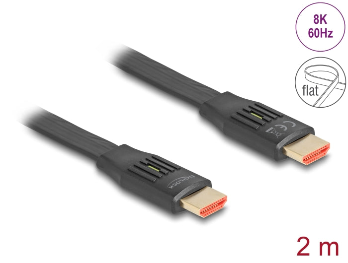 Delock High Speed HDMI Flachbandkabel 48 Gbps 8K 60 Hz 2 m