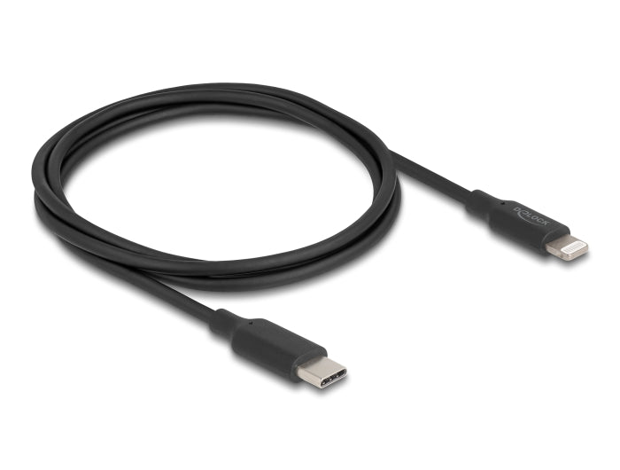 Delock Slim Daten- und Ladekabel USB Type-C™ zu Lightning™ für iPhone™, iPad™, iPod™ schwarz 1 m MFi