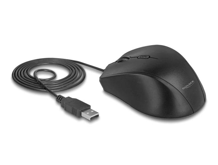Delock Ergonomische optische 5-Tasten USB Maus - Linkshänder