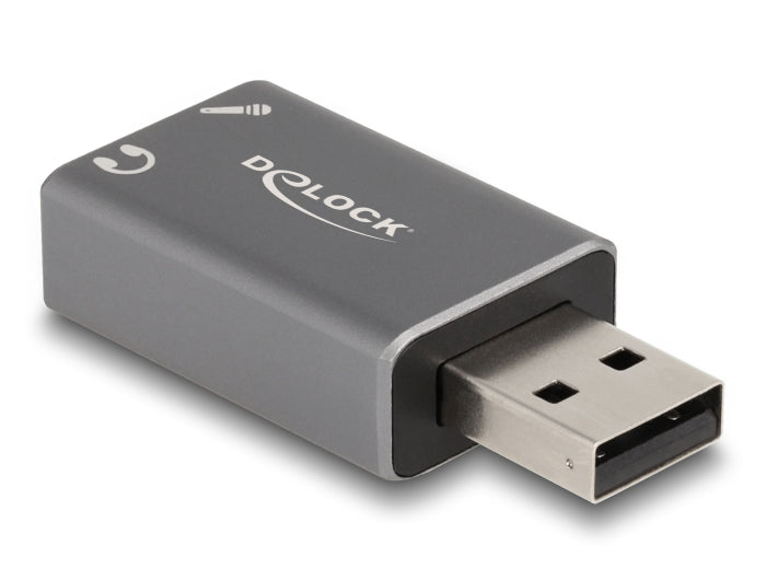 Delock Externe USB Soundkarte mit USB-A Stecker auf 2 x 3,5 mm Klinkenbuchse Plug & Play Audio Adapter
