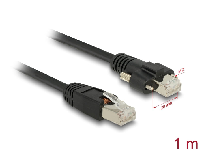 Delock GigE Kamera Kabel RJ45 Stecker zu RJ45 Stecker mit Schrauben Cat.6 S/FTP 1 m