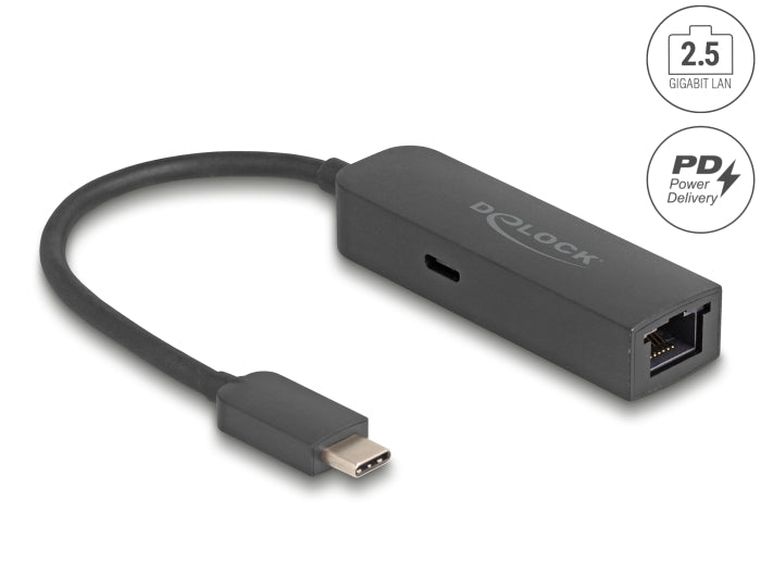 Delock USB Type-C™ Adapter zu 2,5 Gigabit LAN mit Power Delivery 100 Watt