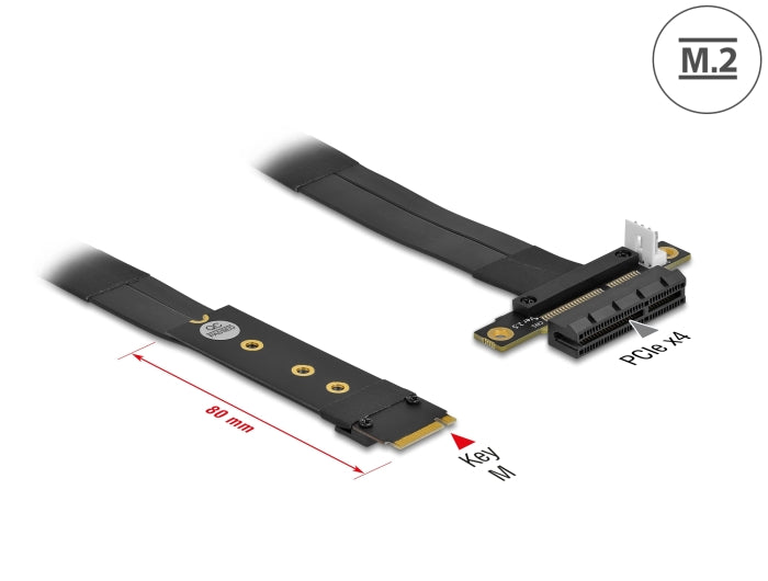 Delock M.2 Key M zu PCIe x4 NVMe Adapter mit 20 cm Kabel