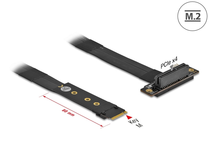 Delock M.2 Key M zu PCIe x4 NVMe Adapter gewinkelt mit 20 cm Kabel