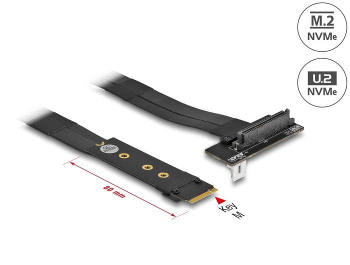 Delock M.2 Key M zu U.2 SFF-8639 NVMe Adapter gewinkelt mit 20 cm Kabel