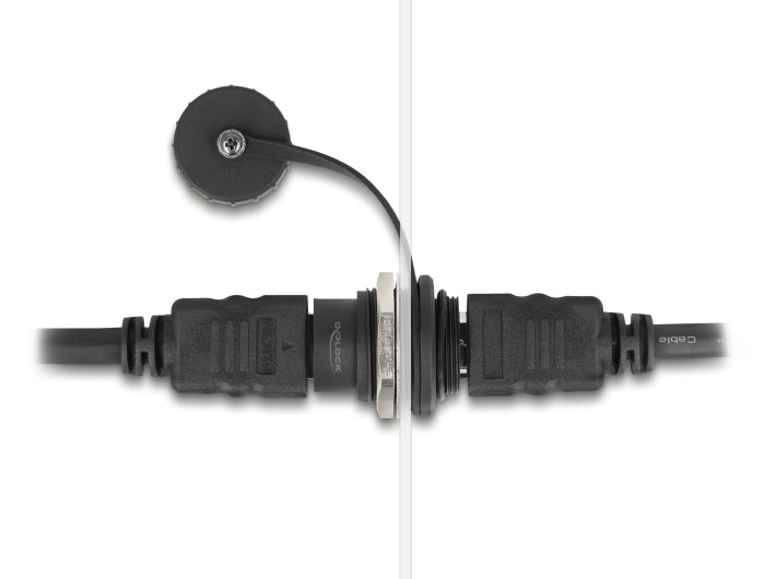Delock HDMI-A Einbaubuchse mit Verschlusskappe IP67 staub- und wasserdicht