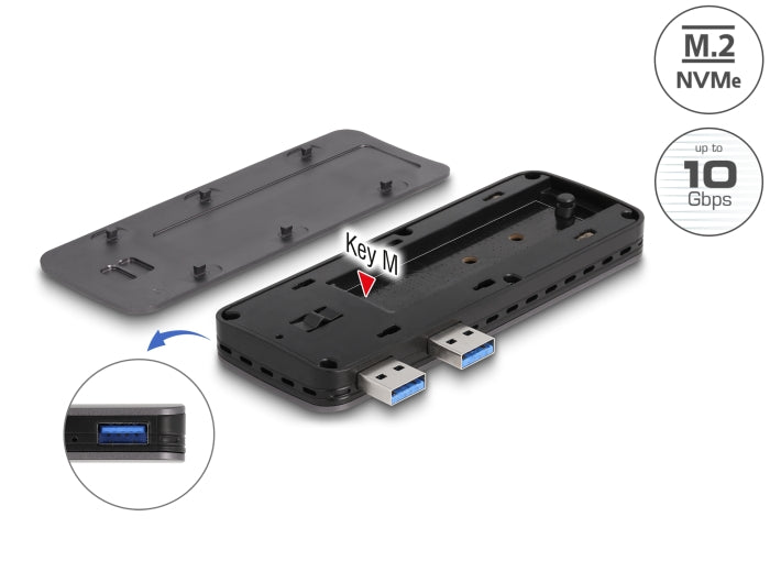 Delock USB 3.2 Gen 2 Gehäuse für PlayStation®5 mit M.2 NVMe Slot - werkzeugfrei