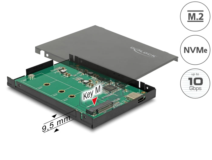 Delock Externes 2.5″ Gehäuse für M.2 NVMe PCIe SSD mit USB 3.1 Gen 2 USB Type-C™