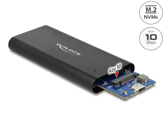 Delock Externes Gehäuse für M.2 NVMe PCIe SSD mit SuperSpeed USB 10 Gbps (USB 3.1 Gen 2) USB Type-C™ Buchse