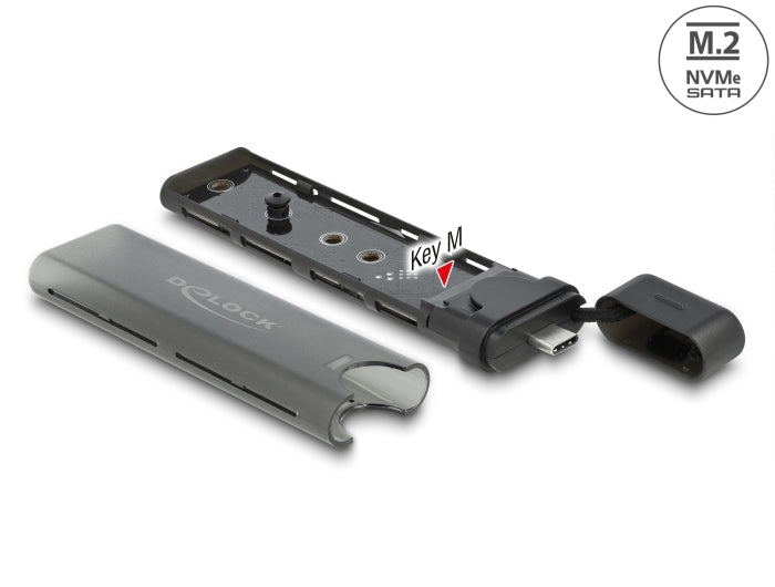 Delock Externes USB Type-C™ Combo Gehäuse für M.2 NVMe PCIe oder SATA SSD - werkzeugfrei