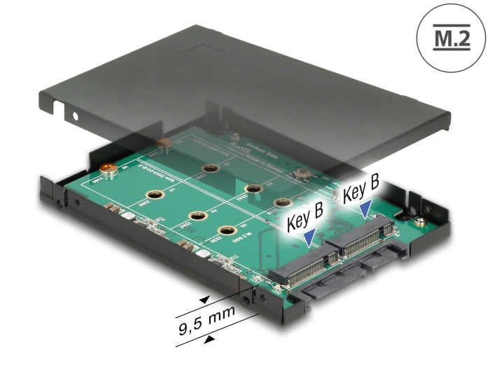 Delock 2.5″ Konverter SATA 22 Pin > 2 x M.2 mit RAID mit Gehäuse