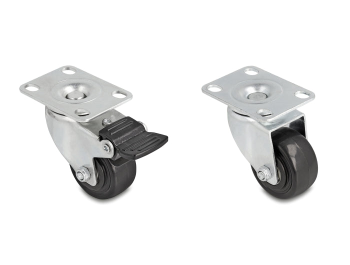 Delock Schwerlast Lenkrolle Ø 50 mm Tragkraft bis 400 kg Set 2 x 2 Stück