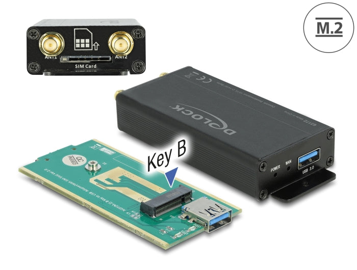 Delock USB 3.0 Konverter für M.2 Key B Modul mit SIM Slot und Gehäuse