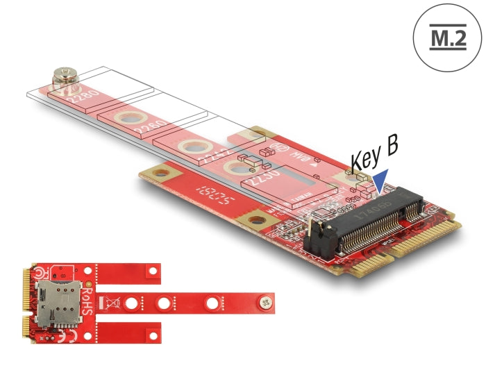Delock Konverter Mini PCIe > M.2 Key B Slot + Micro SIM Slot