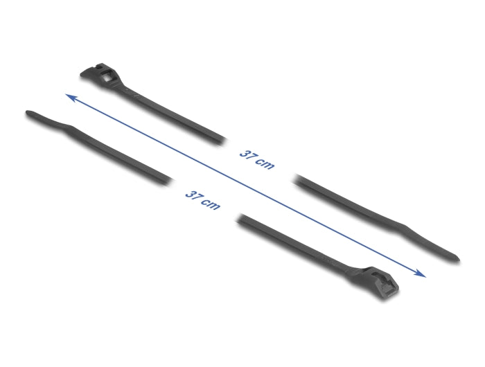 Delock Kabelbinder mit flachem Kopf L 370 x B 7,6 mm 100 Stück schwarz