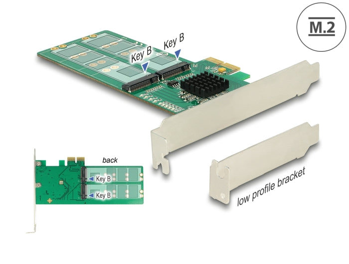 Delock PCI Express x2 Karte > 4 x intern M.2 Key B - Low Profile Formfaktor