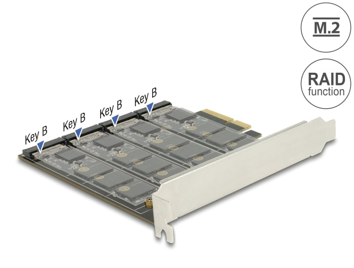 Delock PCI Express x4 Karte > 4 x intern M.2 Key B mit RAID