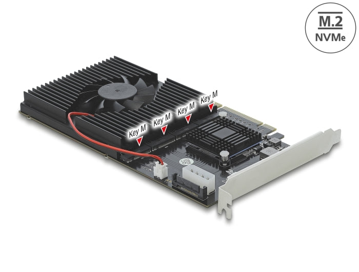 Delock PCI Express x8 / x16 Karte zu 4 x intern NVMe M.2 Key M