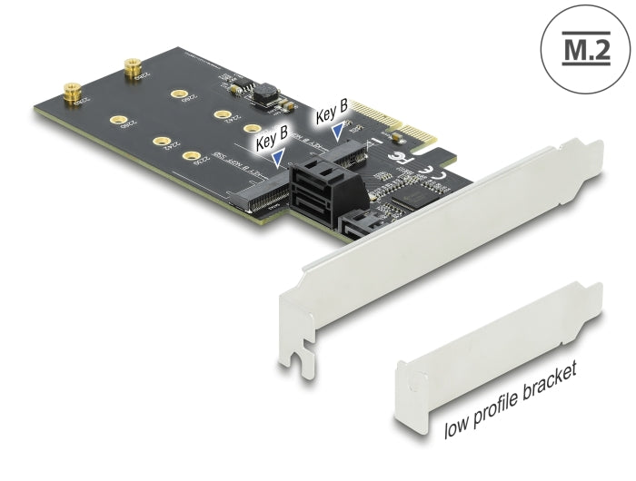 Delock 3 Port SATA und 2 Slot M.2 Key B PCI Express x4 Karte - Low Profile Formfaktor