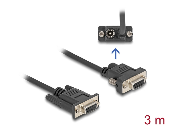 Delock Seriell Kabel RS-232 D-Sub9 Buchse zu D-Sub9 Buchse Stromanschluss an Pin 9 3 m