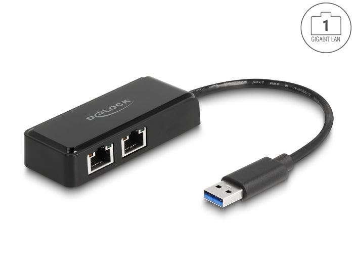 Delock USB Typ-A Netzwerk Adapter Gigabit LAN 2 x RJ45