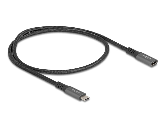 Delock USB 10 Gbps Verlängerungskabel USB Type-C™ Stecker zu Buchse PD 3.0 100 W 0,5 m grau Metall