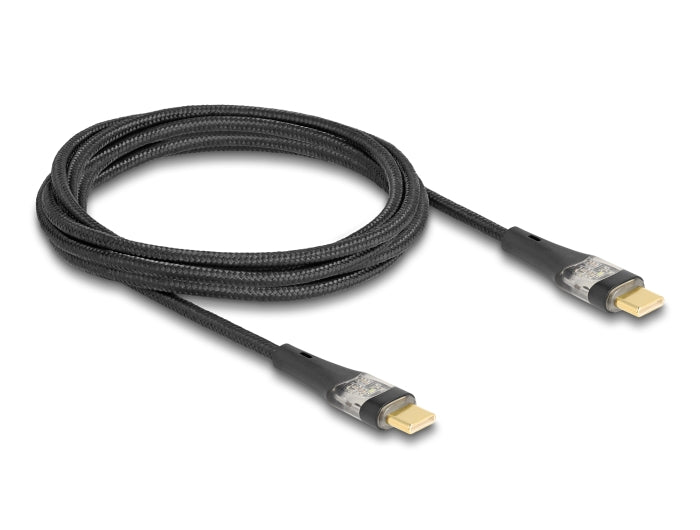 Delock USB 2.0 Schnellladekabel USB Type-C™ Stecker zu Stecker transparent PD 3.0 100 W 2 m