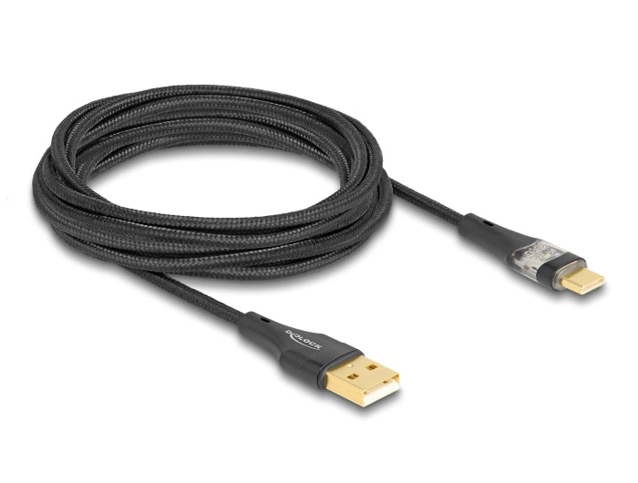 Delock USB 2.0 Kabel Typ-A Stecker zu USB Type-C™ Stecker mit Schnellladefunktion 60 W transparent 3 m