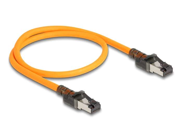 Delock RJ45 Netzwerkkabel mit USB Type-C™ Portfinder Funktion Self Tracing Cat.6A S/FTP 0,5 m orange