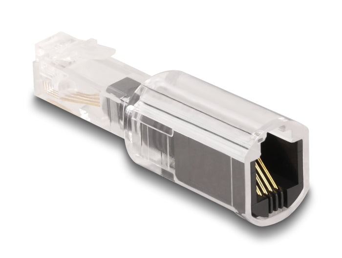 Delock Telefonkabel-Verdrehschutz Adapter RJ10 Stecker zu RJ10 Buchse transparent / schwarz