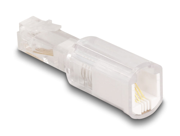 Delock Telefonkabel-Verdrehschutz Adapter RJ10 Stecker zu RJ10 Buchse transparent / weiß