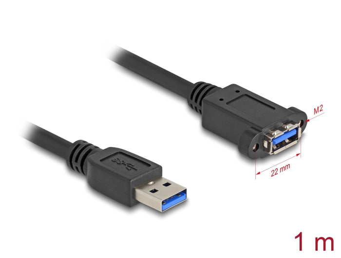 Delock USB 5 Gbps Kabel USB Typ-A Stecker zu USB Typ-A Buchse zum Einbau 1 m schwarz