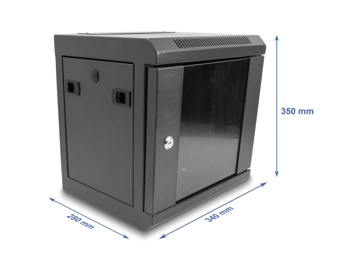 Delock 10″ Netzwerkschrank mit Glastür 6 HE schwarz
