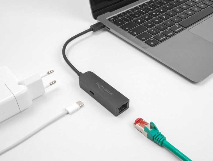 Delock USB Type-C™ Adapter zu 2,5 Gigabit LAN mit Power Delivery 100 Watt