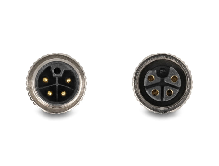 Delock M12 Kabel L-kodiert 4 Pin Stecker zu Buchse PUR schleppkettentauglich 2 m schwarz