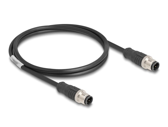 Delock M12 Kabel D-kodiert 4 Pin Stecker zu Stecker PVC 1 m