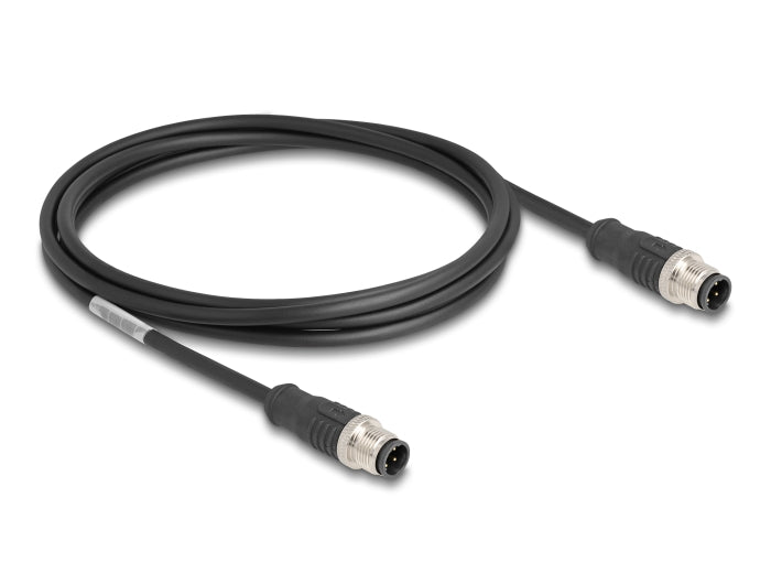 Delock M12 Kabel D-kodiert 4 Pin Stecker zu Stecker PVC 2 m