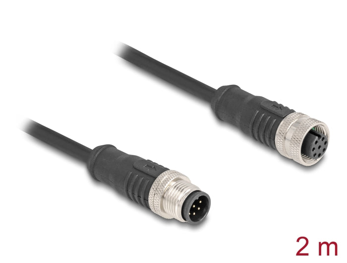 Delock M12 Kabel A-kodiert 8 Pin Stecker zu Buchse PVC 2 m
